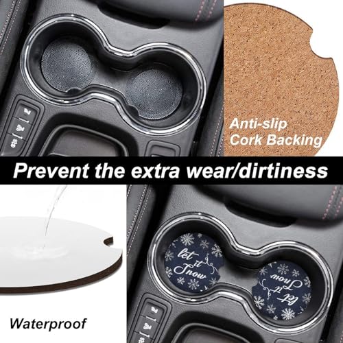 4PCS Posavasos para Auto Let It Snow Universal 6.5 cm miniatura 3