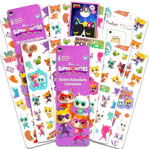 Disney Super Kitties Sticker Pack for Girls, Kids - Super Kitties Party Favors Bundle with 12 Super Kitties Sticker Sheets for Kids Birthday Party Goodie Bags | Disney Super Kitties Party Supplies Set