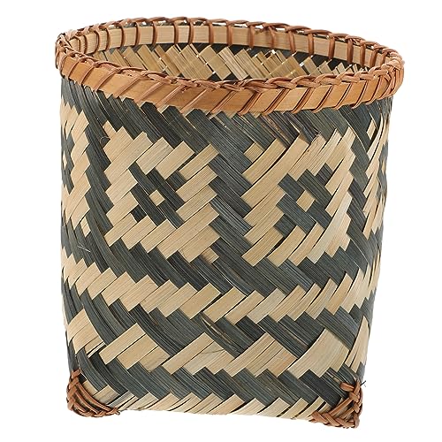 Caneca decorativa de bambú tejida rectangular miniatura 1
