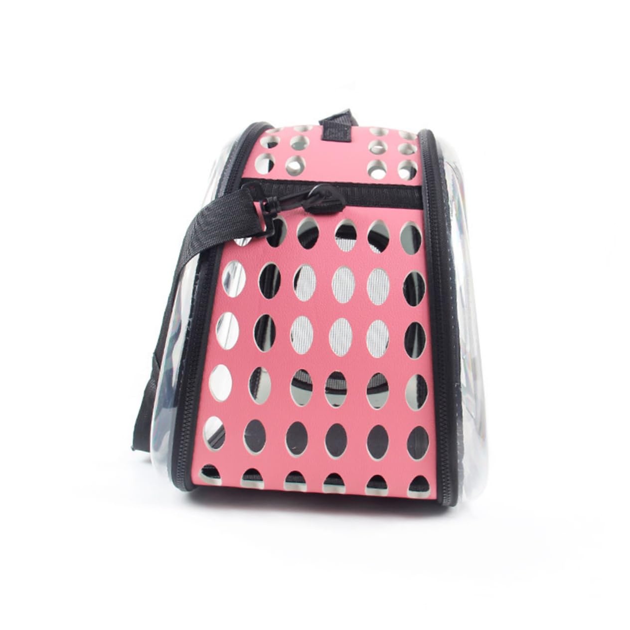 Katzentransportbox mit Transparentem Design, Eva, Rosa | Verstellbare Gurte mit Schnalle, für Hund und Haustier, für Reisen und Sightseeing