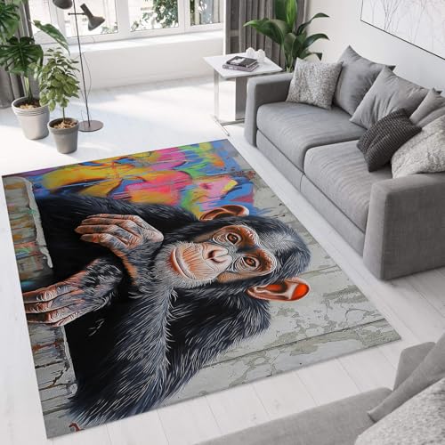 Tapis art urbain grand format 200x300cm noir de carbone chic - 2