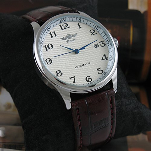 Vigoroso WA077 Men'S Automatic Mechanical Watch Day Calendar Leather Band Arabic Numerals thumb #3