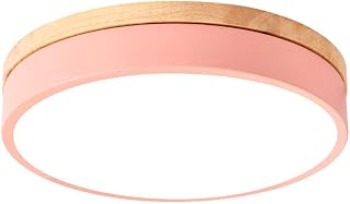 Lámpara de techo LED de arte de madera de metal de colores Accesorio de montaje empotrado simple y ultrafino Iluminación redonda moderna plana Lámpara de techo LED de tres colores regulable Lámpara de