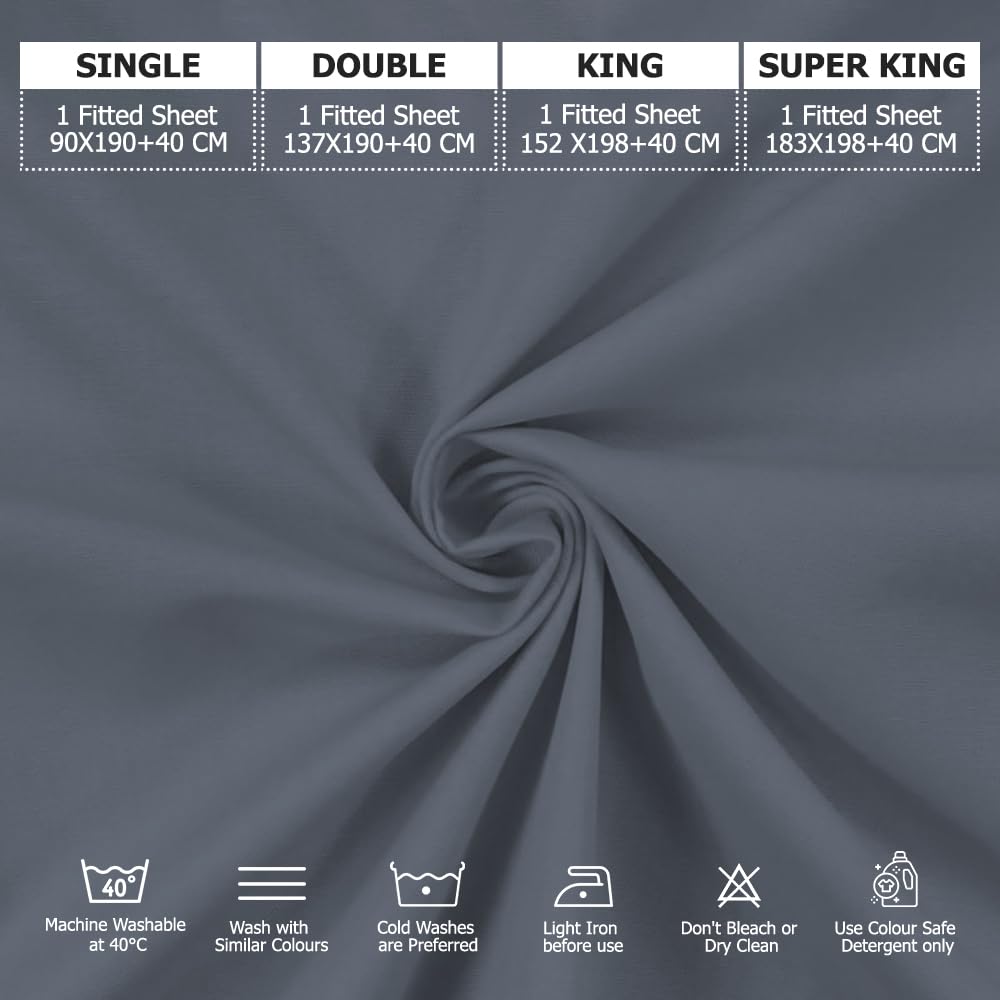MistyMorning Extra Deep Fitted Sheet 16''/40cm, Egyptian Cotton bed sheets with 200 Thread Count - Image 4
