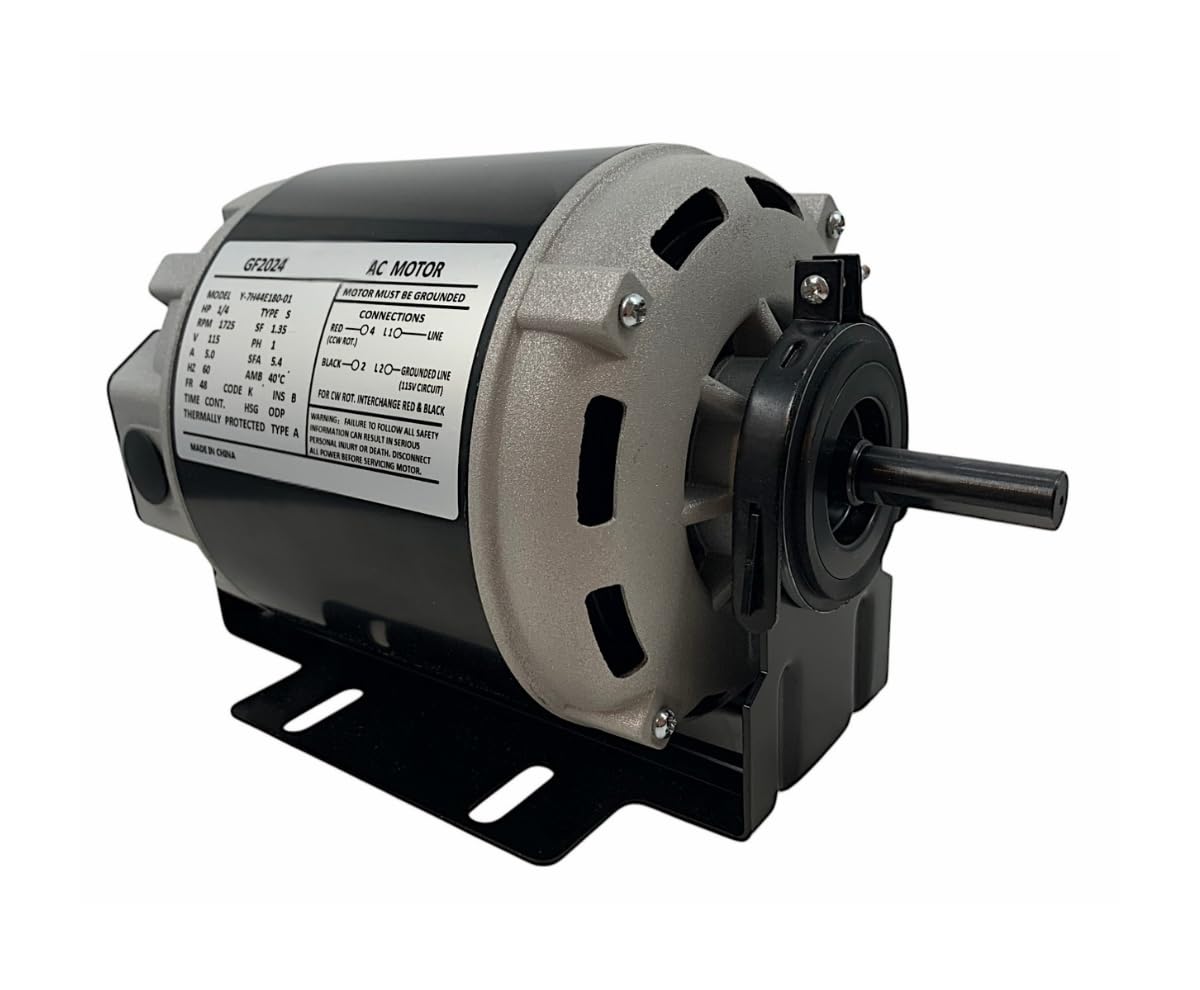 GF2024 1/4 HP Belt Drive Motor Compatible with Packard 45014 Ao Smith/Century 325P581, Emerson 8000, GE BF4701, Universal 802, Baldor RSP1441A, Dayton 4UE76 115V 1725 RPM - 2 Year Warranty