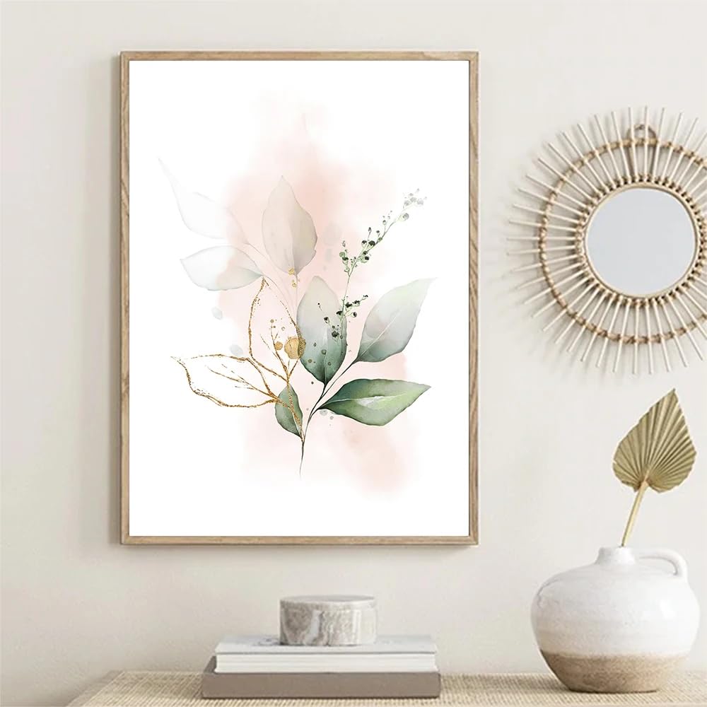 3-teiliger Kunstdruck A4 – Aquarell-Pflanzenmotiv In Grün, Ideal Für Landhausstil Oder Romantische Deko