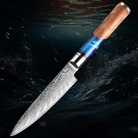 MAYIT Chef Knife, 5 Inch Paring Knife Small Kitchen Knife VG10 Damascus Steel Utility Knife Fruit Knife Cutting Fruit And Vegetables Peeling Knife, MAYiT3690 Cover
