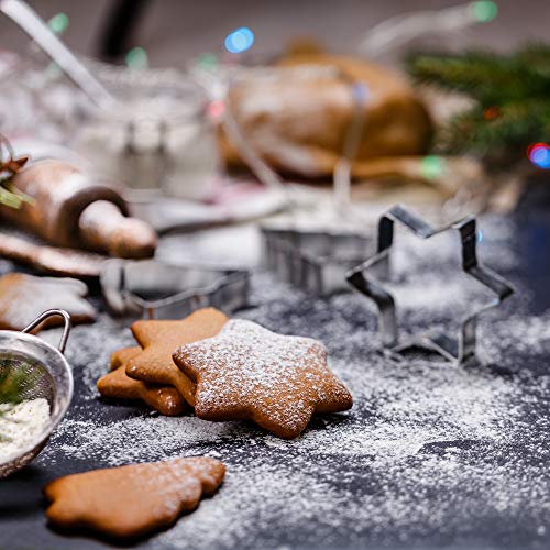 Fox Run Star Shaped Cookie Cutter Set, 6-Piece Plus Storage Tin, Stainless Steel #TOP3