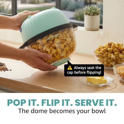 Image of Elite Gourmet 4.5Qt. Stirring Popcorn Maker with Ceramic Coated Plate, Stirring Rod, Clear Cover Doubles as Serving Bowl, Butter Melting Tray, Up to 18 Cups, Makes Fresh Buttery Popcorn, Mint