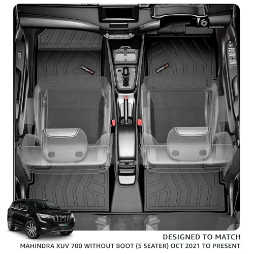 Image of Q Po XUV 700 5str (MAX) Oct 2021 - Present ECO TPE Car Floor Mat | Anti Slip All Weather Mats for Xuv 700 (5 Seater) (Black)