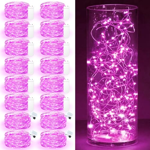 MAXEE 16 pzs 1M Guirnalda LED Rosa, impermeabilización bricolaje, iluminación ambiental, decoración de interiores y exteriores, 4 pzs cuadradas + 12 pzs planas