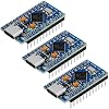 3 Pack Pro Micro Board Module at mega 32U4 5V 16MHz USB Programming Development Board Micro-Controller Compatible with Ar duino IDE (with Pin Header)