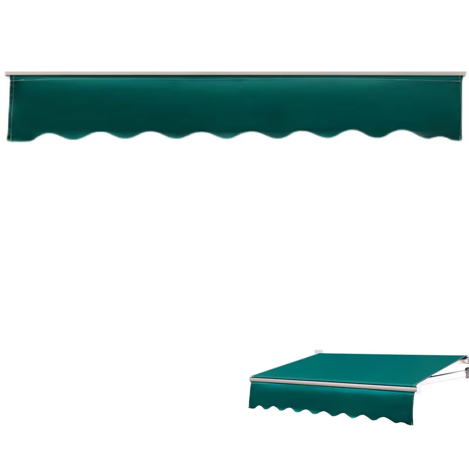 Awning Valance Replacement, Heavy Duty Waterproof UV Resistant Fabric Strips, Wavy Valance for Patio Balcony Awning Replacement (Green, 3.5mx20cm)