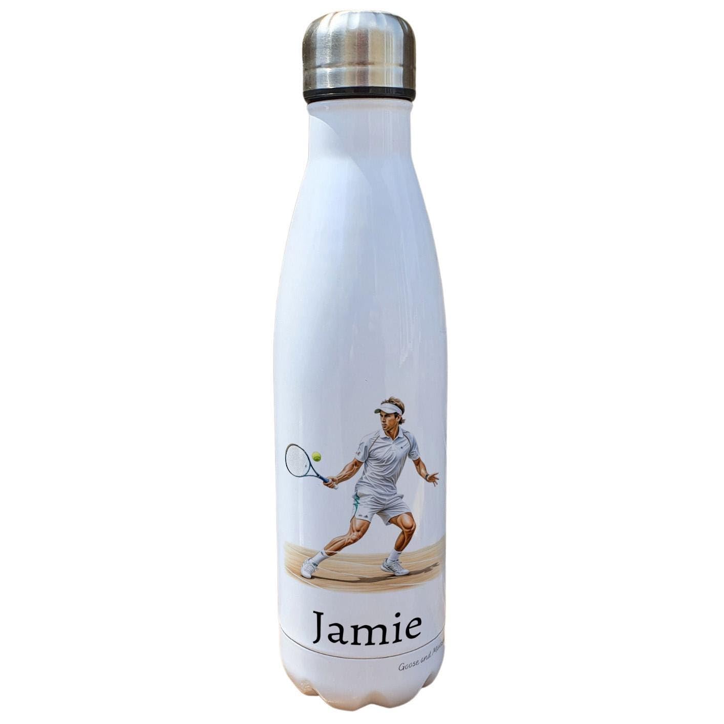 Personalised Tennis Water Bottle, Gift for Sports Lover, Thank you present for Tennis Player, Gym Bottle, Insulated Sports Bottle