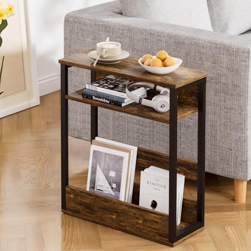 Levede Vintage Side Table with Storage Shelf, 3-Tier Modern End T...