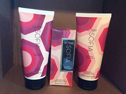Avon So Very Sofia Eau de Parfum Spray 1.7 oz, Body Lotion 6.7 oz, Shower Gel 6.7 oz, by Sofia Vergara, 3 piece Gift Set