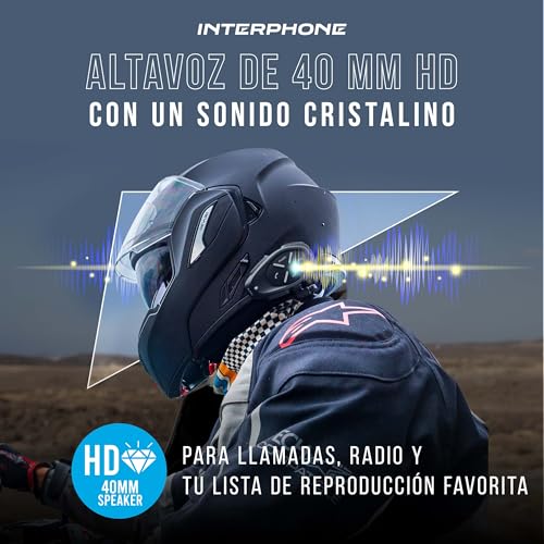 Intercomunicador casco moto Bluetooth con 20 h de autonomia y accesorios de fijacion IP67 6