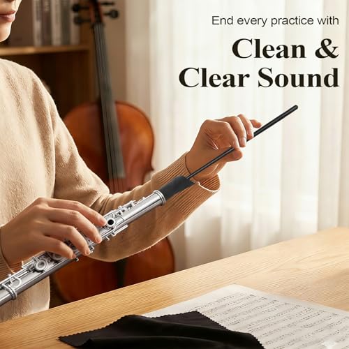 image for xaziudi Flute Cleaning Kit with 2 Rods & 5pcs Flute Cleaning Cloth for