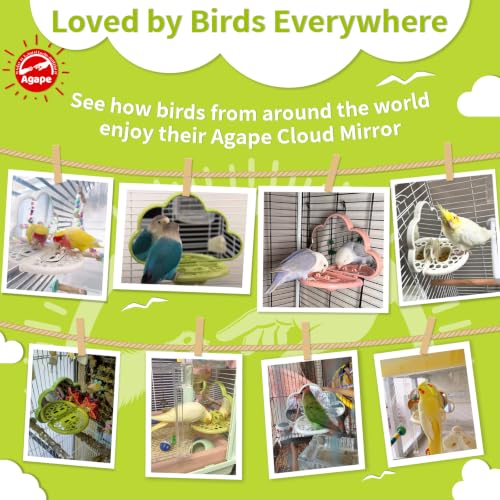 Image of Agape Bird Mirror with Perch&Slow Feeder, Birds Toys for Boredom&Anxiety, Bird Cage Accessories for Parrots to Expend Energy, Interactive Toys for Parakeet, Cockatiel, Lovebird, Conure, Finch, Budgies