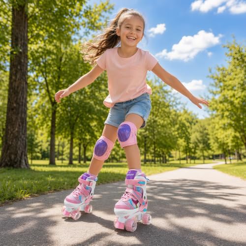 Sowume Adjustable Roller Skates for Girls and Women, All 8 Wheels of Girl's Skates Shine, Safe and Fun Illuminating for Kids — view 6