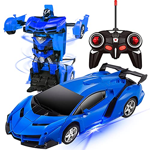Ynybusi Transformer Toys-Remote Control Car,Transform Car Robot Rc Car Deformation Toy For Kids Boys Girls,1:18 Scale Remote Control Transforming Car With One Button Transformation-Blue #TOP1