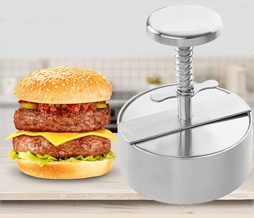 AnQuipet Pressa per hamburger, in acciaio inox, regolabile, antiaderente, per hamburger, per griglia, ideale per manzo, verdure, hamburger, barbecue, barbecue