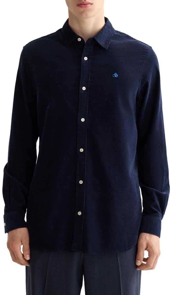 Scotch & Soda Mens Lightweight Flannel Checked Shirt, Sky Captain Check 401, XL UK