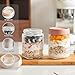 INSETLAN 16oz Glass Overnight Oats Containers with Lids – 6 Pack, Ribbed Glass Mason Jars for Meal Prep, Glass Food Storage Containers for Chia Pudding, Yogurt, Snacks, Fruit & Vegetables, Milk