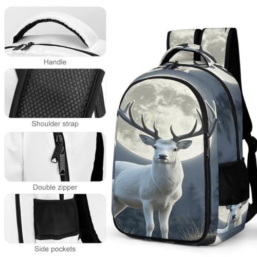 Mochila de viaje Moonlight Deer espaciosa para portátil y libros 4