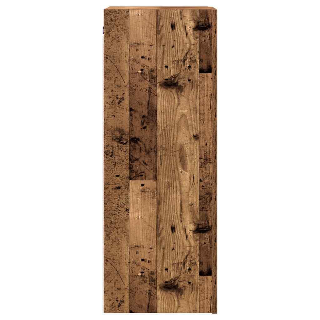Set of 2 Floating TV Cabinets Reclaimed Wood Look | Engineered wood units measuring 12 x 11.8 x 35.4 inches offer space-saving wall storage for living room media centers.