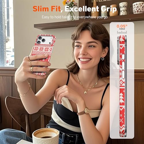 FUNLINK for iPhone 17 Pro Max Case, MagSafe Compatible, Cute Floral Girly Women's Design Print, Shockproof Drop Protection, Slim Bumper, Cool Aesthetic Woven Pattern Non-Yellowing Phone Cover by FUNLINK - Used condition - Image 8