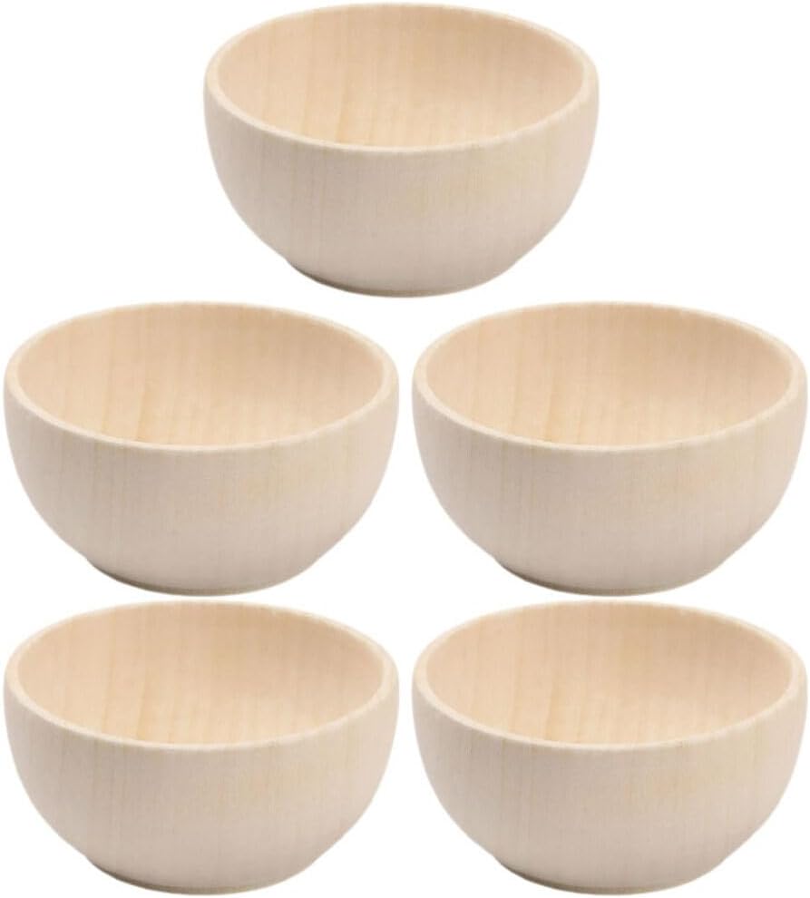 Toddmomy 5Pcs Wooden Craft Bowls Unfinished Wooden Bowls