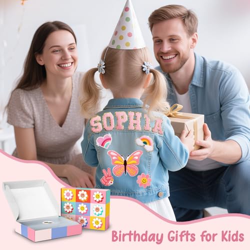 Custom Girls Jean Jacket with Names Patches, Personalized Back to School Outfits for Girls & Boys, Customized Birthday Gifts for 1-8 Years Old Kids - Personalized Toddler Denim Jacket4