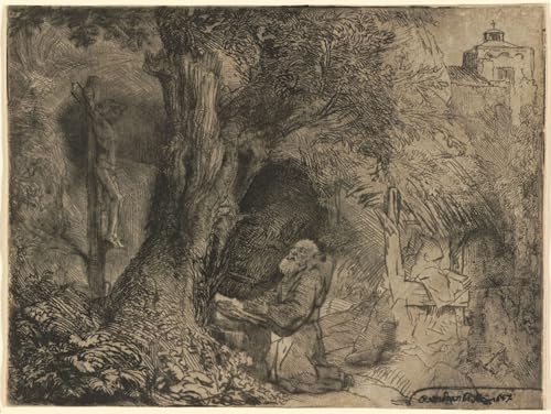 Tableaux peinture sur toile Rembrandt Saint priant sous un arbre 60x90cm