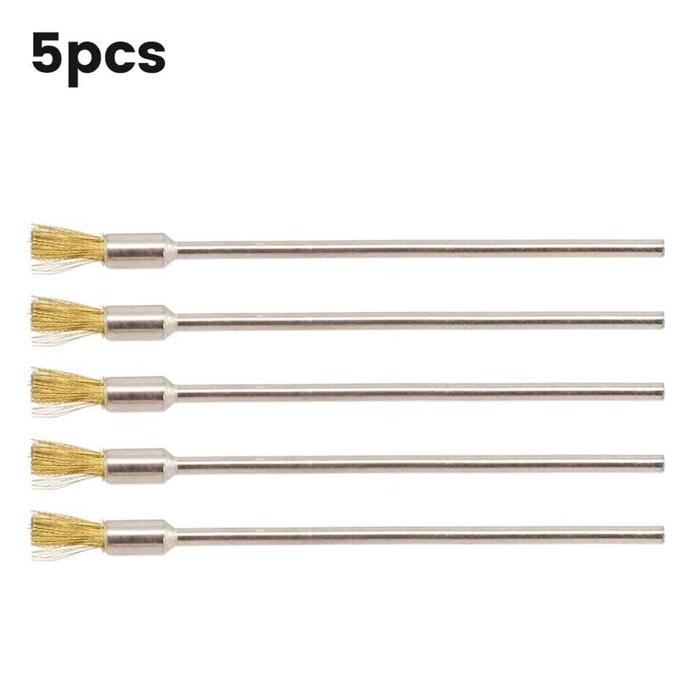 Set 5 Spazzole Metalliche Con Gambo Da 3 Mm - In Ottone E Acciaio, Per Pulizia, Rimozione Ruggine, Sbavatura