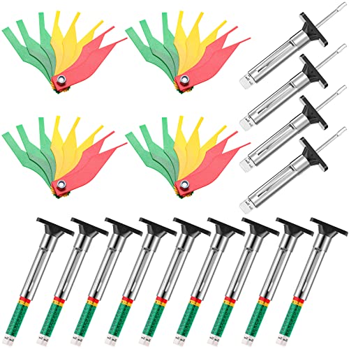 Tire Tread Depth Gauge Brake Lining Gauge Set Color Coded Tire Brake Lining Thickness Automotive Pad Measure Ruler Tool(15 Pcs)