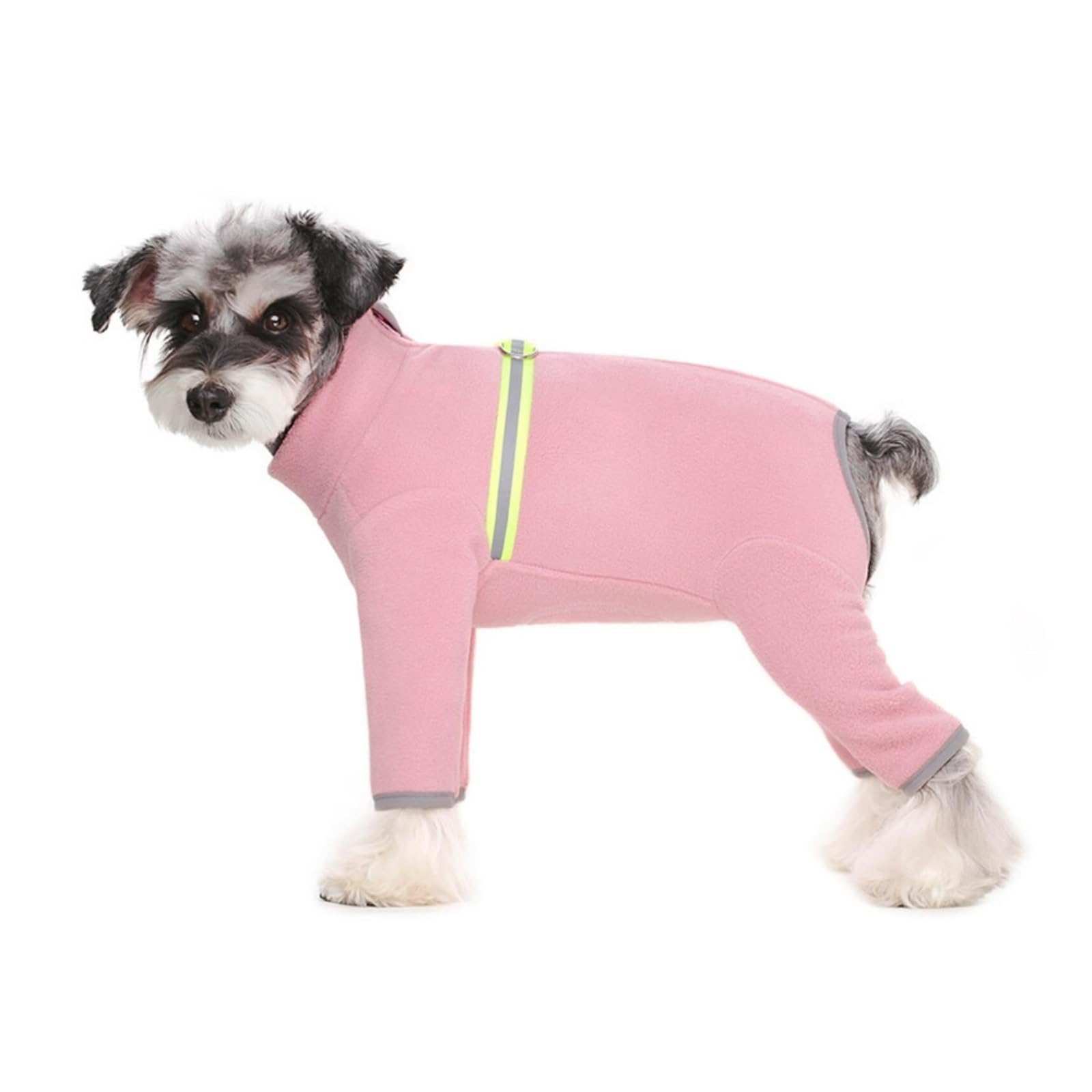 Manteau en polaire rose pour petit chien taille M avec bandes réfléchissantes