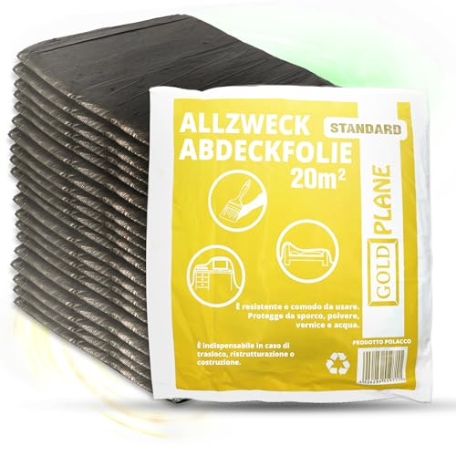 ToolSpace SUPERDICKE Abdeckfolie 20er Set Malerfolie 4 x 5m PE-Folie Stark Malerfolie Staubschutzfolie Plastikplane Baufolie Tapete Baufolie Allzweck-Folie Malerplane Renovierung Malerarbeit, wie Tarp