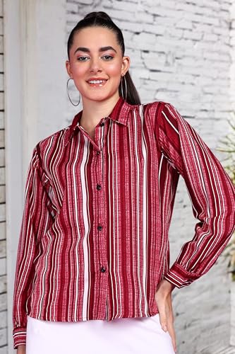 Image of POPWINGS Women Casual Sky Blue Floral Printed Shirt | Collar Button Shirt | Full Sleeve Shirt | Trendy Shirt | Regular Casual Shirt