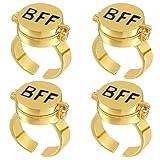 Ucilon BFF Rings for 4 Girls,Best Friends Rings Anime Aesthetic Opening Ring for Teens Couple Women