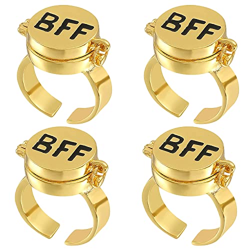 Ucilon Bff Rings For 4 Girls,Best Friends Rings Anime Aesthetic Opening Ring For Teens Couple Women Bff Jewelry Gifts (4) #TOP27