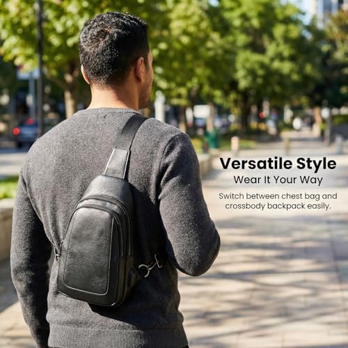 SHENGLAICAI Men's Chest Bag,Sling Crossbody Shoulder Bag,Satchel Pouch Side Crossover Bag,Casual Bag Pack for Travel Daily (Black) — view 4