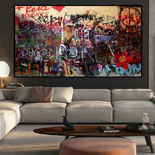 Peinture Mur Art Abstrait Graffiti Femme d'Exception Impression Toile 90x180cm