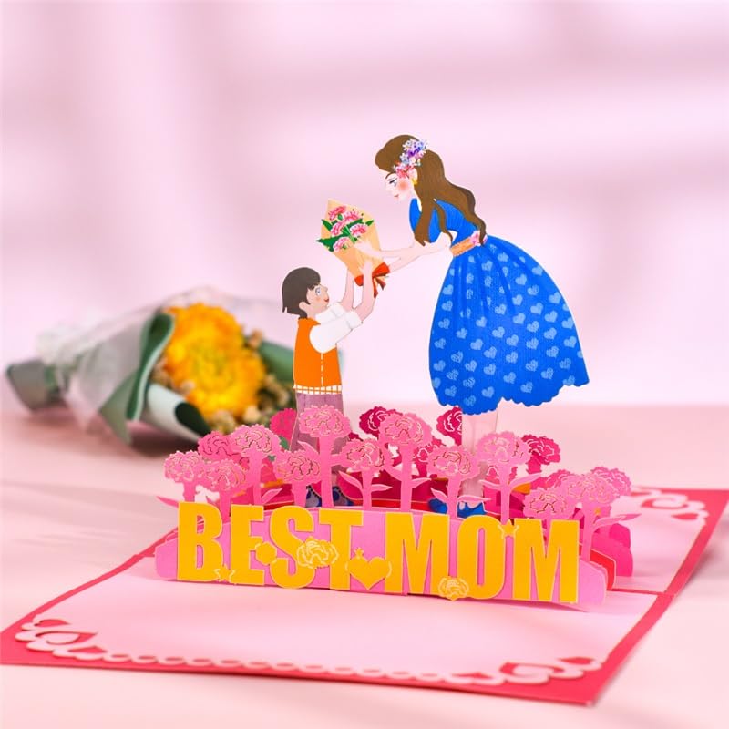Carte de Voeux Carte de fête des mères heureuse 3D de la fille fils 3D anniversaire cartes de voeux for la meilleure maman (10 pack) (Color : 10 cards)