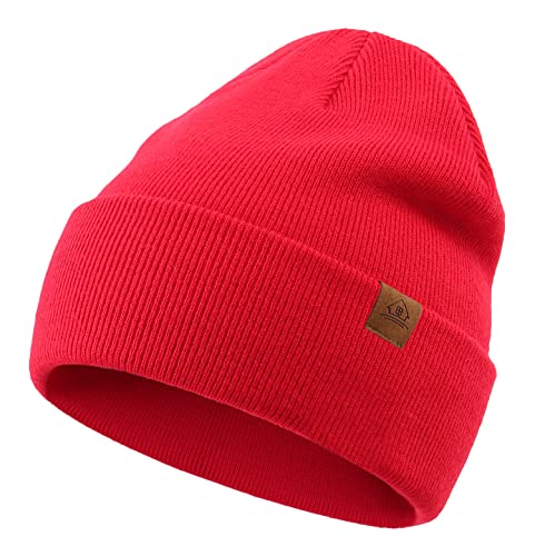 Image of Home Prefer Mens Winter Hats Acrylic Knit Cuff Beanie Cap Warm Womens Beanie Hat
