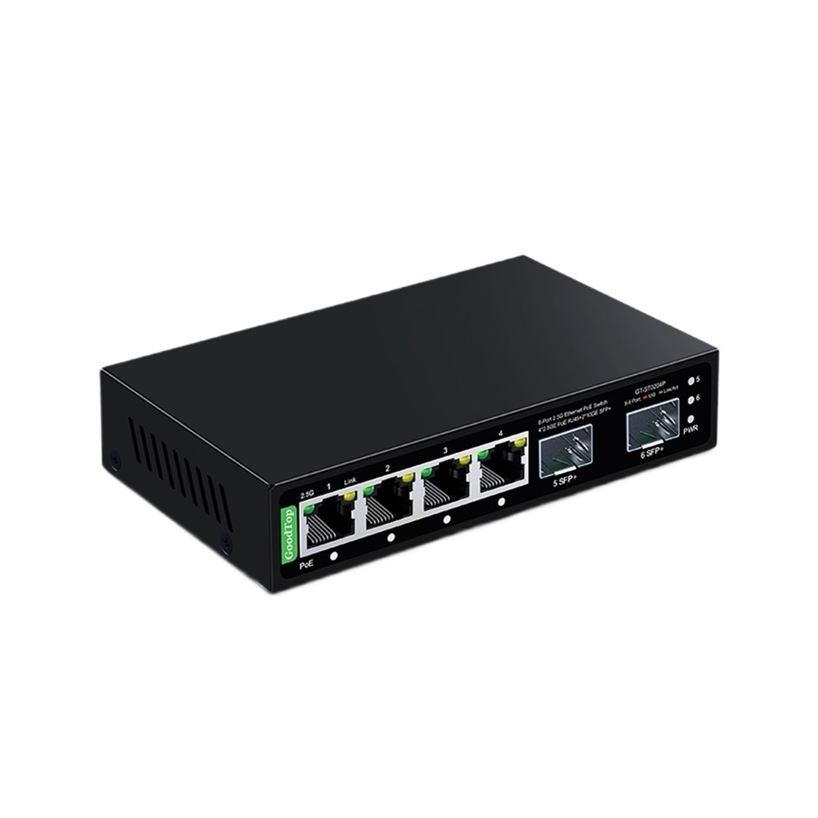 OSHZIKJII 6 Port 2.5G P-O//E Switch Unmanaged,IEEE802.3af/at, 65W Fanless 2.5Gb P-O//E Switch