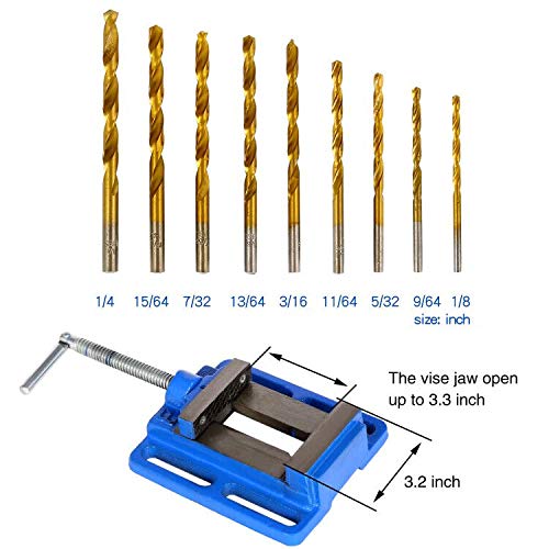 BILT HARD 10 in. Drill Press, 12-Speed Benchtop Drill Press with Vise and Drill Bit Set