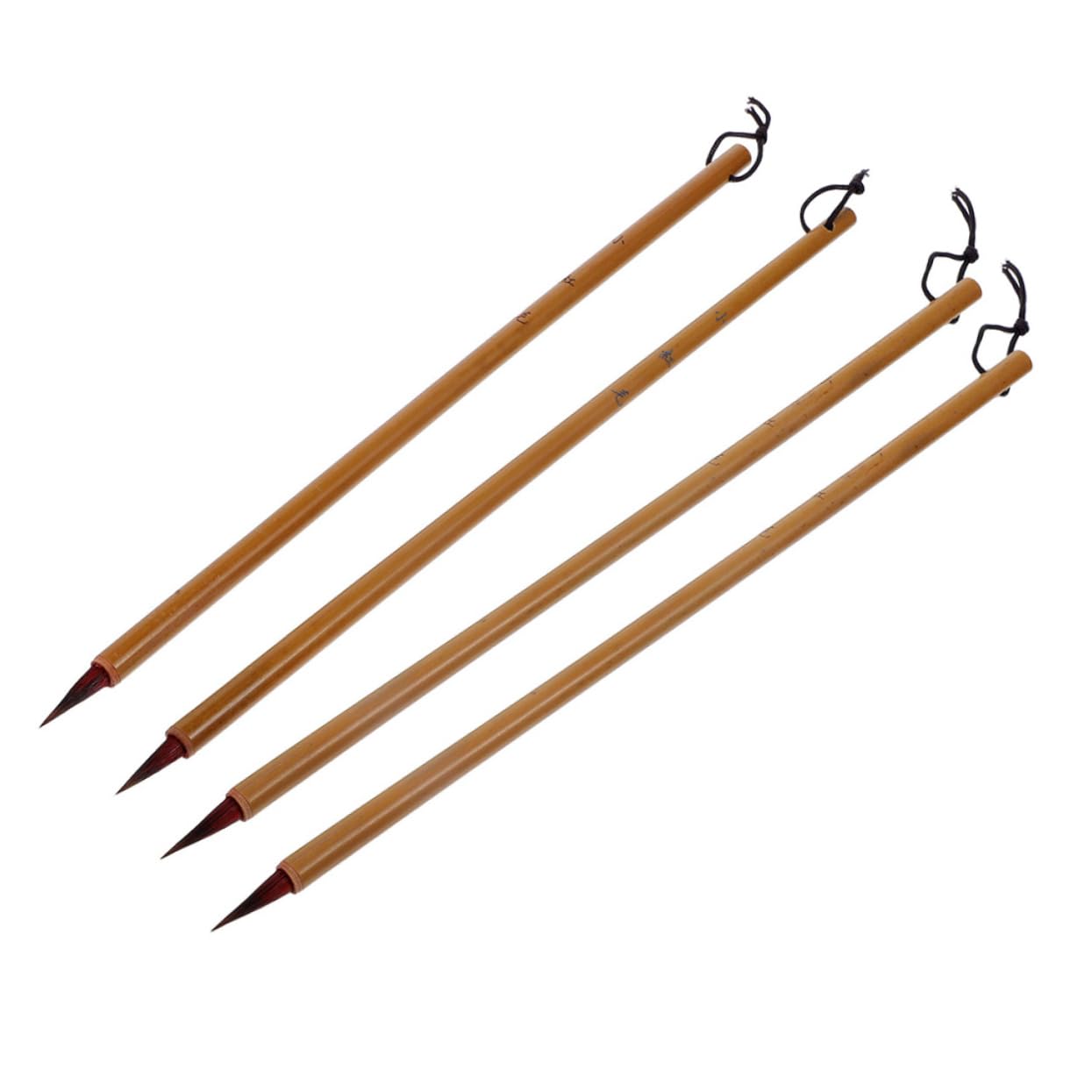 Uonlytech 5 Ensembles Pinceau D'écriture En Minuscules Encrer Brosse De Peinture De Chinoise Pinceau D'écriture De Poteau En Bambou 4 Pièces * 5