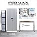 Fedmax Metal Garage Storage Cabinet - 71-inch Tall Large Steel Utility Locker with Adjustable Shelves & Locking Doors - Garage Cabinets for Tool Storage and Ammo Locker - Grey & Silver