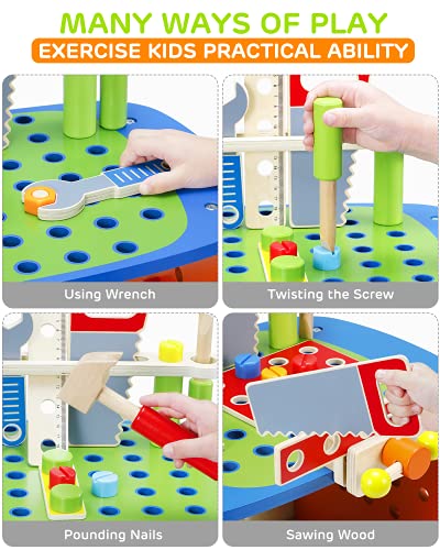 Ohuhu Y26-80300-13 Kids Tool Set: 89Pcs Wooden Toddler Tool Workbench Toy Set thumb #2